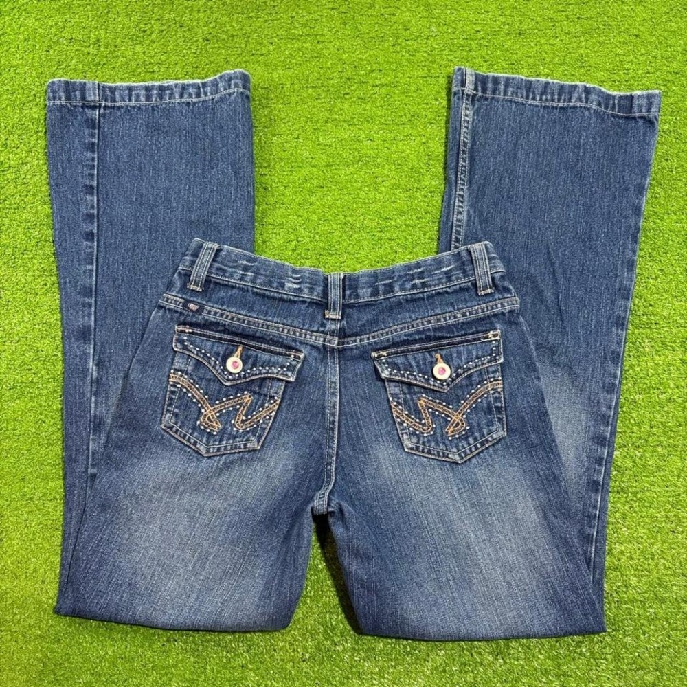 Vintage Y2K Cruel Girl Jeans Embroidery Low Rise Bootcut Denim Distressed